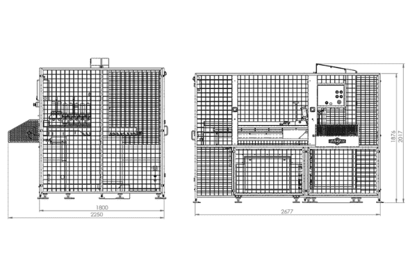 disegno tecnico della sega a nastro automatica RB1 di mainali