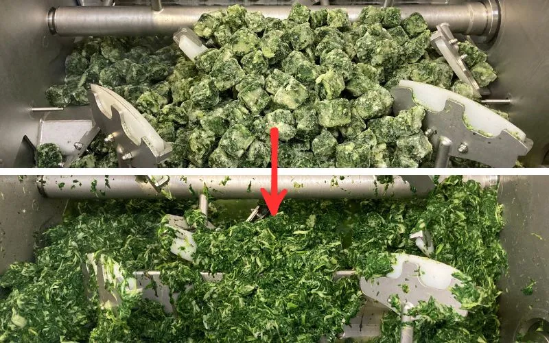 Cuocitore industriale per spinaci IQF da scongelare